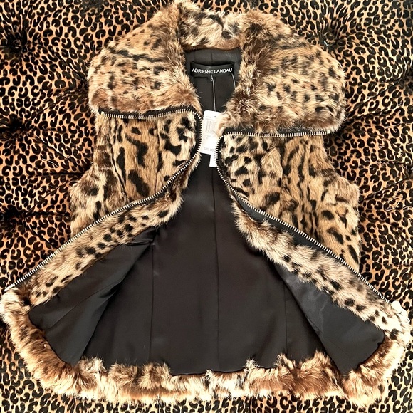 Nwt* Adrienne Landau Fur leopard print Vest - Picture 6 of 7